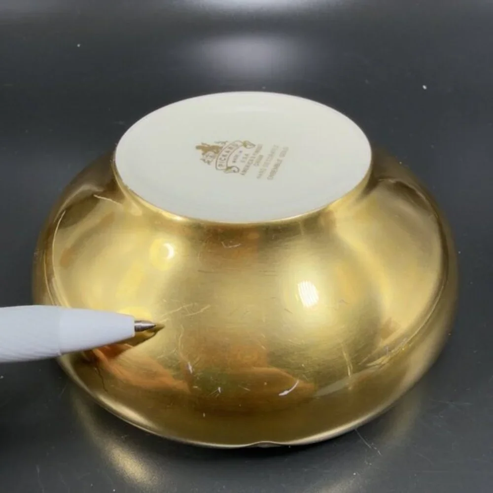 Vintage Pickard Fine China Porcelain Gold‎ Ivory Dish Bowl Elegant Container USA
